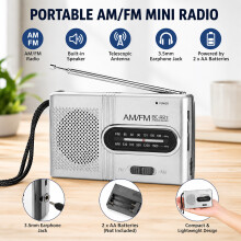 Portable Mini Pocket Travel AM FM Radio Battery Powered Built-in Speaker Stereo
