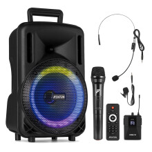8" Portable PA System with Wireless Handheld & Headset Microphones - FT08LED MK2