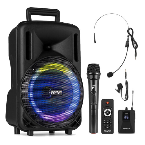 8" Portable PA System with Wireless Handheld & Headset Microphones - FT08LED MK2