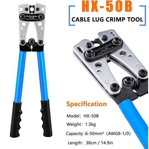 6mm² - 50mm² Plug Crimp Crimping Tool Battery Cable Lug Hex Terminal Crimper UK 2