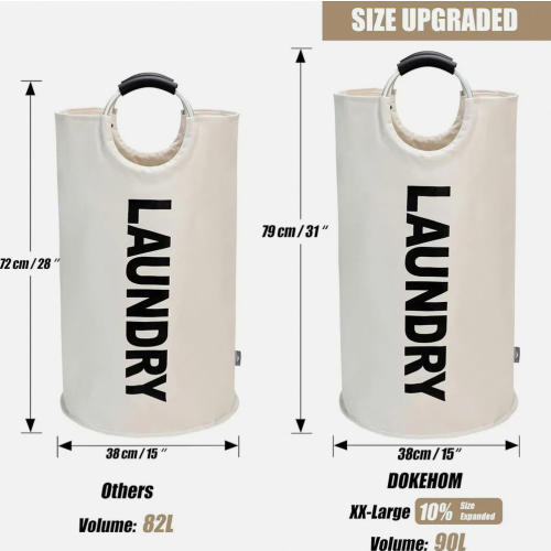 90L Large Foldable Laundry Basket, Collapsible Clothes Hamper with Durable Handles 2