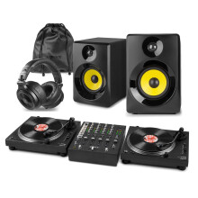Vonyx DT3000 Vinyl Turntable with STM-7010 Mixer, Monitors & Headphones - DJ Set