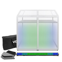 Vonyx DB3 Mobile DJ Booth Deck Stand with Black & White Lycra Facade Covers