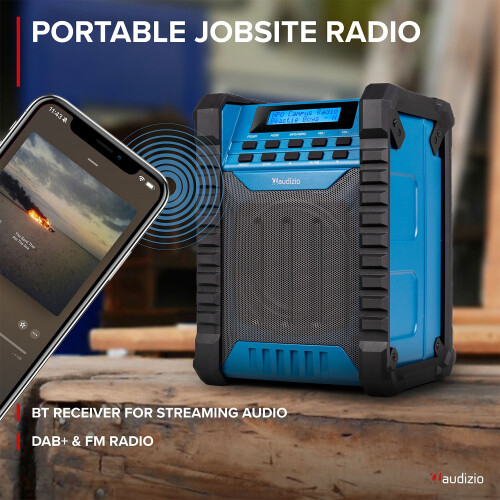 Audizio Temi Job Site DAB Work Radio - Weatherproof Workman Bluetooth Speaker 1