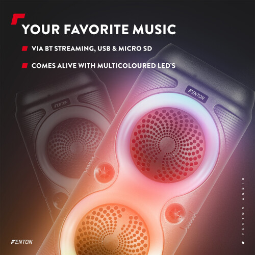 Fenton Track210 Portable Bluetooth Party Speaker with Microphone and LED Lights 2