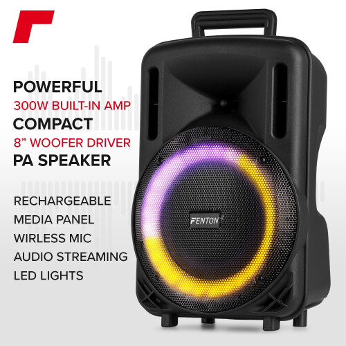 8" Portable PA System with Wireless Handheld & Headset Microphones - FT08LED MK2 1