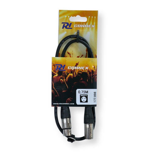 PD Connex CX100-0.7 3-Pin DMX Lighting Cable - Male/Female 0.75m 1
