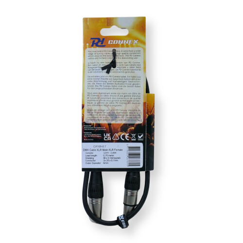 PD Connex CX100-0.7 3-Pin DMX Lighting Cable - Male/Female 0.75m 2