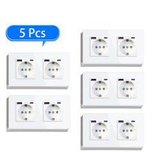 BSEED Double Prise Murale en Verre, Charge Rapide 20W USB C, Blanc, Lot de 5