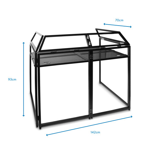 Vonyx DB3 Mobile DJ Booth Deck Stand with Black & White Lycra Facade Covers 1