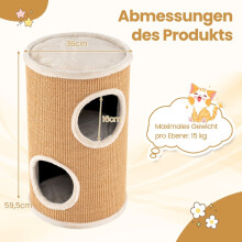Katzenkratzbaum mit Sisal-Kratzbrett und 3 Verstecken