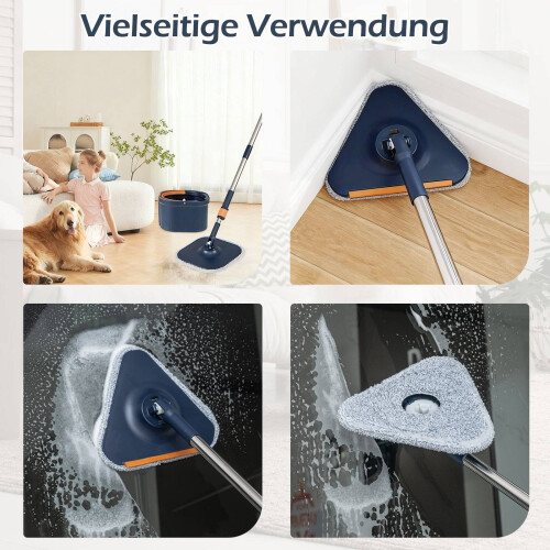 Dweil- en emmerset met waterafscheiding, 360 draaibare kop