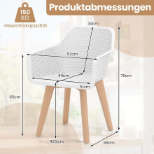 Esszimmerstühle, 2er-Set, weiß, Holzbeine, ergonomische Rückenlehne