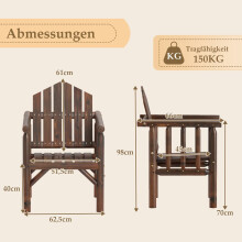 Garten-Sessel aus Holz - Hohe Rückenlehne, Kiefern- und Tannenholz, Braun