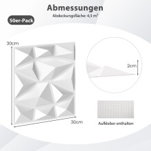 3D-Wandpaneele, Rautenmuster, 50er-Packung, 4,5 m² Abdeckung