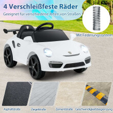 12V Kinder-Elektroauto mit Fernbedienung, lizenziertes Porsche-Modell, Weiß
