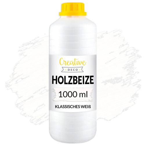 Creative Deco Holzbeize auf Wasserbasis | 1L | Intensive Weiße Holzfarbe