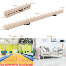 Opvouwbare gymnastiek-evenwichtsbalk, 210 cm, oppervlak met suède-achtige afwerking.