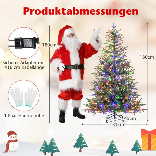 180 cm großer künstlicher Weihnachtsbaum mit 250 LED-Lichtern