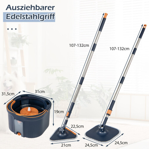 Dweil- en emmerset met waterafscheiding, 360 draaibare kop 1