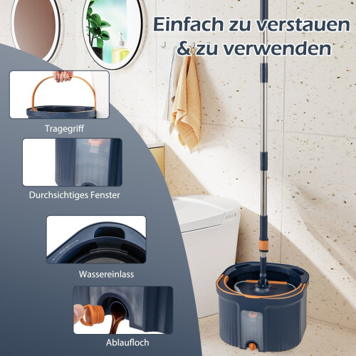 Dweil- en emmerset met waterafscheiding, 360 draaibare kop 2