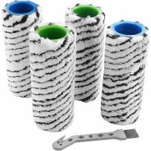 Conjunto de 4 escovas de rolo para limpeza de pisos duros sem fio, rolos de reposição duráveis para limpeza profunda e uso diário.