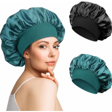 Conjunto com 2 toucas de cetim para dormir, ideais para cabelos cacheados. Touca noturna respirável e ajustável com toque de seda, macia e c
