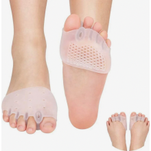 Conjunto de separadores de dedos de silicone, 2 pares, espaçadores de 3 furos para hálux valgo e corretor de dedão de 5 furos para dedo em m