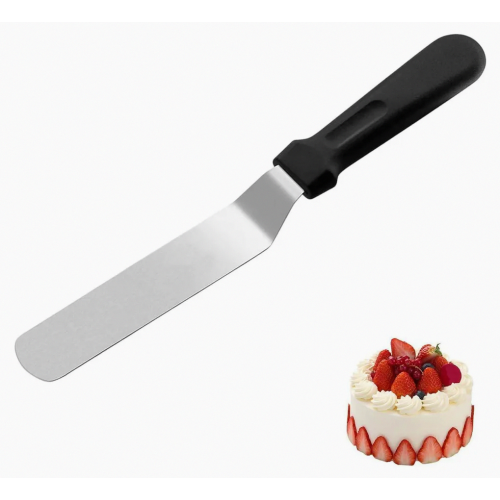 Espátula de confeitar de 15 cm (6 polegadas), espátula de aço inoxidável com cabo de plástico preto, espátula pequena para bolos.