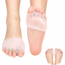 Conjunto de separadores de dedos de silicone, 2 pares, corretor de dedos com 3 e 5 furos para alívio de hálux valgo, dedo em garra e dedo em