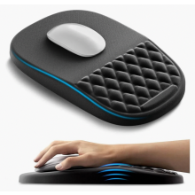 Mousepad ergonômico com apoio de pulso em gel, suporte de mão em espuma viscoelástica, saliências massageadoras e base antiderrapante em PU