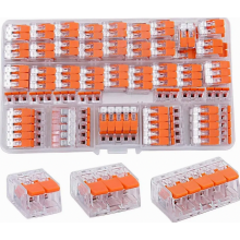 Conjunto de 75 Conectores de Cabo, Terminais de Fixação de Fios Elétricos com Alavanca, Bloco Terminal para Condutores de 4 mm², Emenda Reut