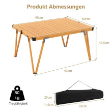 Campingtafel, waterdicht blad, draagbaar, draagvermogen 80 kg