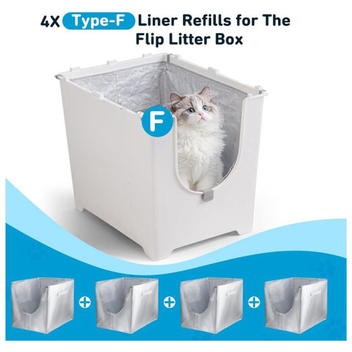 4-Pack Återanvändbara Foder F för Modkat Flip Kattlåda, Hållbart Foder Typ F med Bärhandtag 1