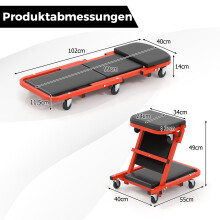 2-in-1 werkplaatsrolstoel, 6 wielen, draagvermogen 160 kg