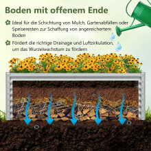 Verhoogd tuinbed, metaal, 180x95x60 cm, open bodem