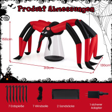 Opblaasbare Halloween-spin met LED-ogen, 313 cm