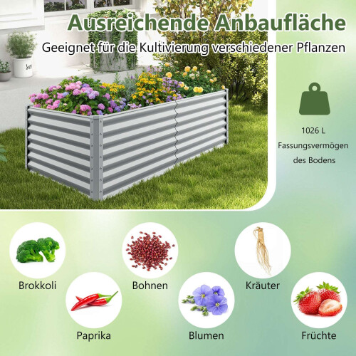 Verhoogd tuinbed, metaal, 180x95x60 cm, open bodem 2