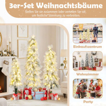 Kunstkerstboomset met verlichting, 90-150 cm, met sneeuwtoppen