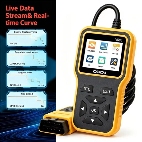 V500 Pro OBD2 Scanner: Engine Fault Code Reader, Live Data Stream, Battery Analysis for All Cars & Trucks 2