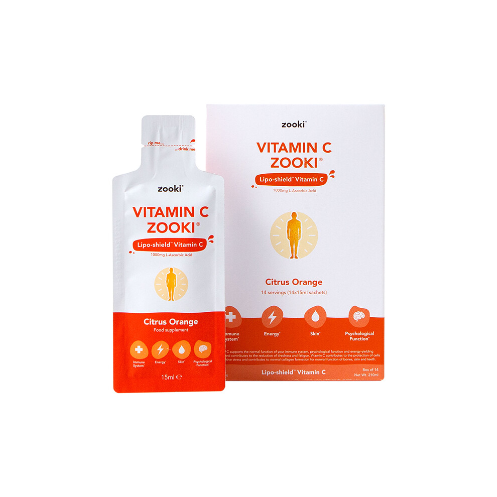 Zooki Liposomal Vitamin C 1000mg Liquid Citrus Orange 14 Sachets - Image 7