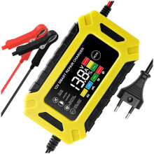 12V 6A Battery Charger with Digital LCD Display, Pulse Repair Charger EU Plug for Car Truck Motorcycle RV