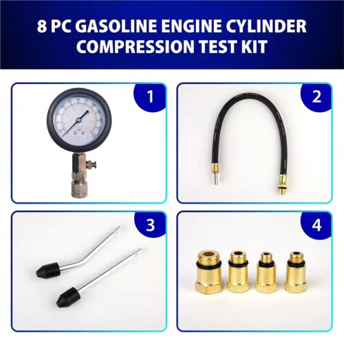 Professional Pressure Gauge for Gasoline Engine Compression Testing with Multiple Adapters 2