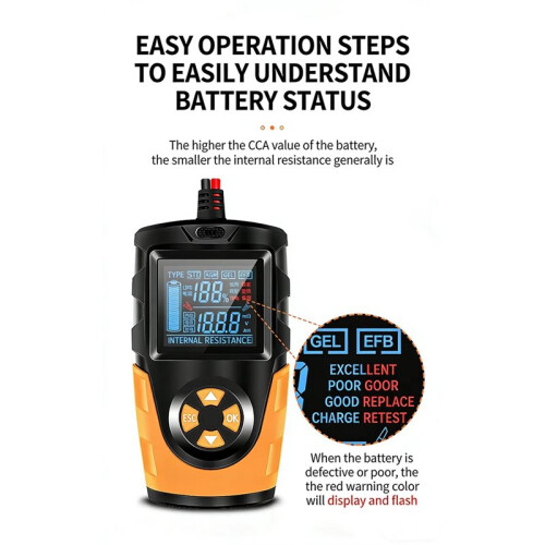 Car & Motorcycle Battery Tester for Life, Capacity, Internal Resistance & Load Test 2