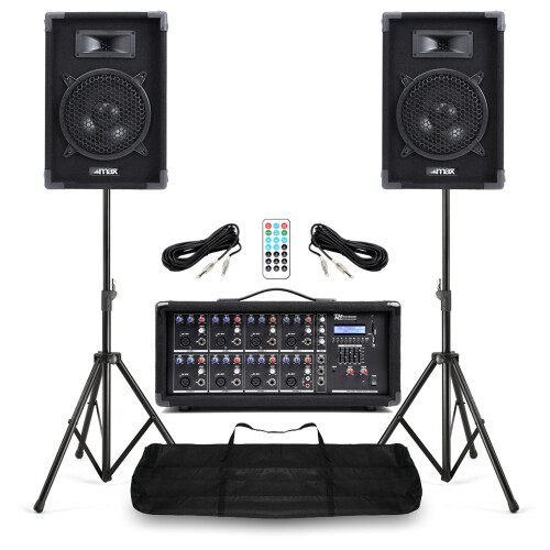 Complete Band PA System Max 8 Speakers 8-Channel Mixer Compact Sound