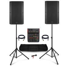 Vonyx VSA120S Complete PA System Package - 12" Speaker, VM-KG06 Mixer, Stands