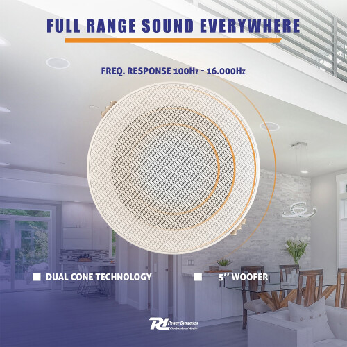 Kitchen and Bathroom Bluetooth Ceiling Speakers - MSLP50 & A50B Wall Amplifier 2