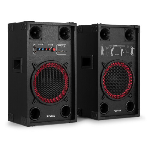 Fenton SPK-110 10" Active Bluetooth Party Speaker Set - Home DJ Starter Package