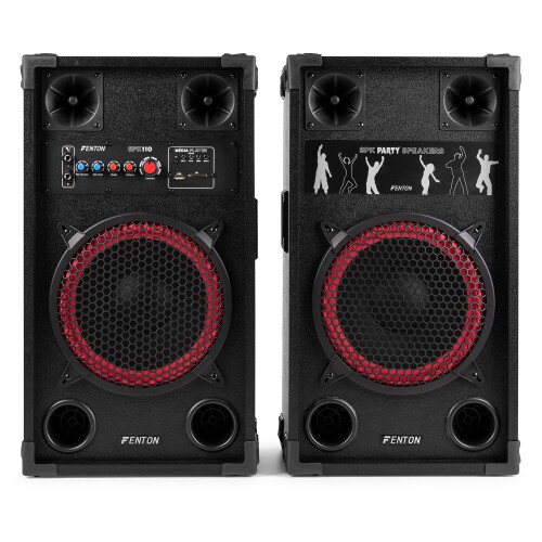 Fenton SPK-110 10" Active Bluetooth Party Speaker Set - Home DJ Starter Package 1