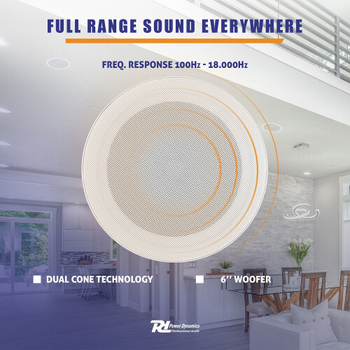 Kitchen and Bathroom Bluetooth Ceiling Speakers - MSLP65 & A100B Wall Amplifier 2